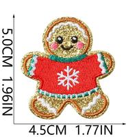 Patchs brodés en gros de bonhommes en pain d'épices scintillants, appliques de Noël thermocollantes mixtes pour chapeaux, vêtements et décorations de fêtes