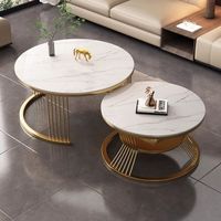Conception populaire Table à thé Offre Spéciale avec plateau en pierre Prix de gros Table à café ronde blanche personnalisée pour le salon