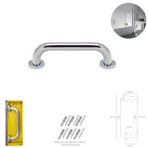 Maniglia di supporto per doccia Maurer, finitura cromata, diametro 32 mm, lunghezza 30 cm. - Product Image 1