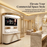 Vitrine de présentation cosmétique avec vitrine en verre, autoportante et sur pied, pour les magasins de beauté et les salons