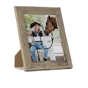 Set of 2 Pcs Country <b>Wood</b> Grain Style Wooden Photo Frame for <b>Desk</b> Standing Wall Hanging Home Office Decor Display - Product Image 1