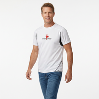 T-shirt de sport respirant en coton 100 % pour homme, col rond, manches courtes, maille tricotée ample, avec empiècements en maille sous les aisselles, idéal pour le Taekwondo et la gym.