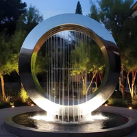 Fontaine d'eau artificielle en acier inoxydable, fontaine décorative d'extérieur pour la décoration paysagère extérieure, rideau d'eau