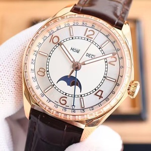 Montre unisexe de luxe de qualité supérieure pour hommes et femmes, corps en or rose et diamants, surface blanche, calendrier complet, automatique, mécanique, tendance - Product Image 3