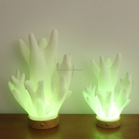 Lampe de chevet en bois avec lumière LED RGB 12 couleurs, rechargeable par USB, lampe décorative en corail imprimée en 3D pour enfants