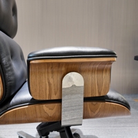 Chaise de bureau ergonomique moderne en cuir véritable, réglable en hauteur, pivotante, en bois courbé, pour la maison et le salon
