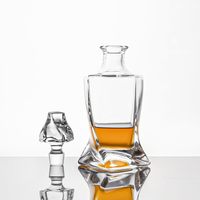 En gros : Ensemble de carafe à bourbon en verre cristal transparent de 500 ml avec bouchon hermétique et 2 verres à whisky