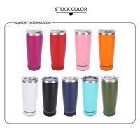 Tumbler musik baja tahan karat 20oz baru 2024 dengan Speaker LED dasar botol air minum panas dan dingin untuk kembali ke sekolah