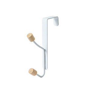 Minimalist Wooden Double <b>Hooks</b> White Self-Adhesive <b>Wall</b> Mounted Door <b>Hook</b> For Clothes Hat Storage Rack - Product Image 5