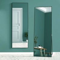 Miroir pleine longueur réglable 50*160cm, noir, HD, avec cadre en alliage d'aluminium, verre trempé, design moderne, utilisation décorative pour salle de bain