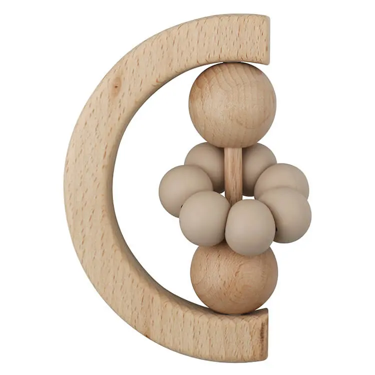 Baby Toys Heybabee Organic Wood Montessori Styled Baby Rattle Grasping Teething Toy for Toddlers Natural Toys