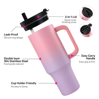Em Estoque: Copo Térmico de Aço Inoxidável 40oz com Tampa 2 em 1 e Alça, Isolamento a Vácuo de Parede Dupla para Viagem, Caneca para Água Gelada com Caixa Branca