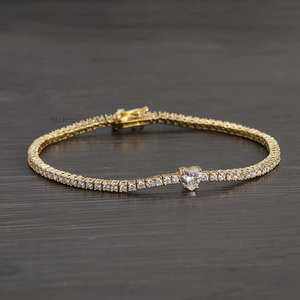 2mm Heart Tennis <b>Bracelet</b> Women's Tennis Chain <b>Couple</b> Stacked Wind Heart Men's <b>Bracelet</b> Tanjing Fashion Lijing Necklace - Product Image 1