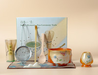 Ensemble de thé matcha japonais avec logo personnalisé, design traditionnel, fouet naturel pour la cérémonie du thé, bols à matcha