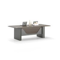 Table de conférence ronde moderne de luxe, grande table de réunion avec base en métal gris, mobilier de bureau commercial, grande taille, en bois