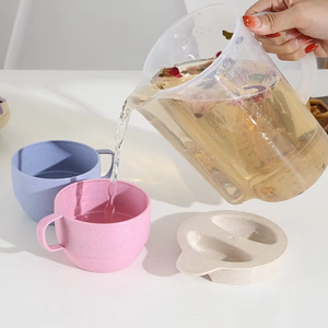 Juego de 5 Piezas de Jarra de Agua de Paja de Trigo, Jarra de Jugo Ecológica, Libre de BPA, Juego de Bebidas de Gran Capacidad con 4 Vasos para el Hogar, Picnic, Fiesta - Product Image 5