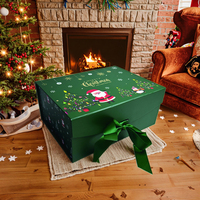 Boîte cadeau de Noël en carton rigide pliable magnétique à prix de gros, avec matériaux recyclés et impression de logo personnalisée