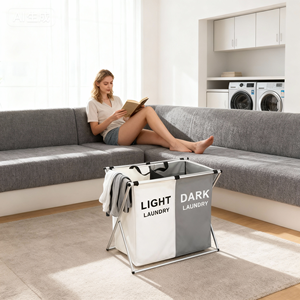 Cesto Pieghevole in Tessuto Oxford per <span class=keywords><strong>Biancheria</strong></span> <span class=keywords><strong>Sporca</strong></span> e Uso Domestico Design Moderno - Product Image 3