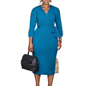 Vestidos Midi Otoñales para Mujer D596, Casuales, Elegantes, de Manga Larga, Cuello en V, Transpirables, Ecológicos, para Fiesta, de Chifón Natural Plisado - Product Image 2