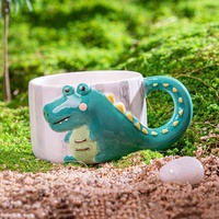 Mug en céramique en forme de crocodile de dessin animé, mugs à café originaux en forme d'animaux
