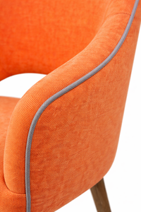 Fauteuil rembourré Jecelyn, chaise de salle à manger moderne en tissu avec pieds en bois massif pour restaurant, café, hôtel - Product Image 2