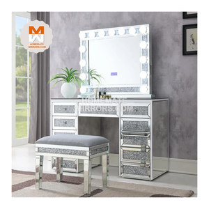 Hot Sell Modern Mirrored Vanity <strong>Dressing</strong> Table <strong>with</strong> LED Makeup <strong>Mirror</strong> - Product Image 1