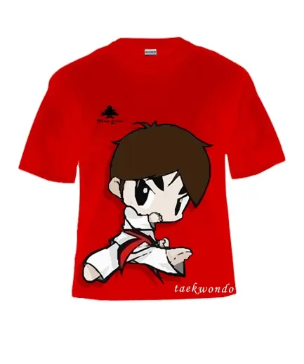 Taekwondo seni bela diri 100% katun T-shirt dengan pencetakan