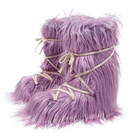 Hiver Femmes Confortable Fluffy Fausse Fourrure Bottes Femme Peluche Chaude Bottes de Neige Chaussures de Luxe Fourrure Bottes à Lacets