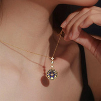 Collier minimaliste en pierre de lune bleue, style délicat, avec pendentif étoile, tendance, pour femmes, collier quotidien
