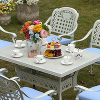 Fauteuil de jardin vintage européen blanc en aluminium moulé creux, durable et résistant aux intempéries, pour extérieur, villa, balcon, hôtel