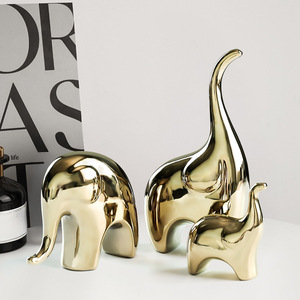 Ornements modernes en céramique écologique et de luxe faits à la main de style Art déco pour trois éléphants pour le salon de la maison meuble TV - Product Image 4