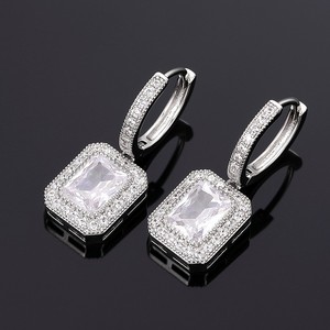 Orecchini con Moissanite Taglio Principessa, Eleganti Orecchini Pendenti Quadrati per Donne, Gioielli per Feste Serali - Product Image 4