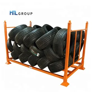 Warehouse detachable portable heavy duty storage stackable foldable tire rack for sale