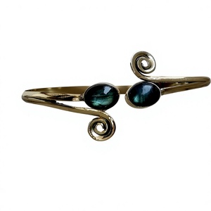 Bracelet manchette en pierre pour femme, labradorite, fait main, 2 pièces, bracelet en pierre fait main, motif tourbillon pour femme - Product Image 2
