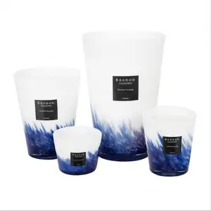China Supplier Wholesale Clear scented Glass Candle Jars With color printing packing