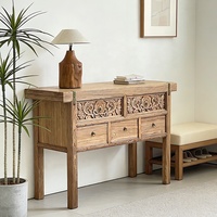 Table d'entrée Wabi Sabi, meubles pour maison d'hôtes, armoire de rangement en bois, armoire sculptée pour le hall, console pour le salon
