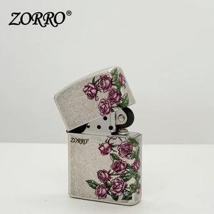 Briquet à huile vintage en argent ancien gravé papillon et <span class=keywords><strong>rose</strong></span>, coupe-vent, au kérosène, idéal pour les cadeaux d'affaires - Product Image 3