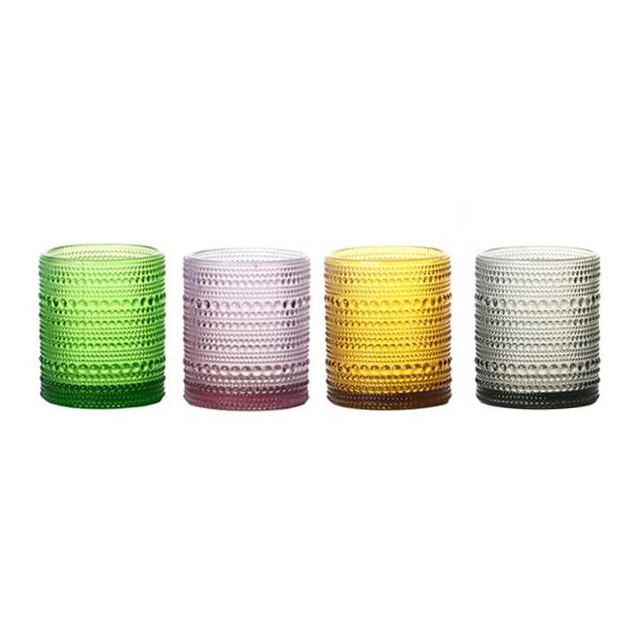 Nordic Creative Vintage Embossed Beaded Point Mug Glass Wedding Party Home High Straight Cup Wholesale Tumbler Glass