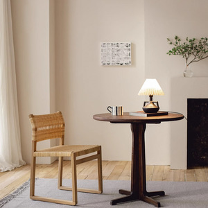 Wabi Sabi Style Round <b>Solid</b> <b>Wood</b> Dining <b>Table</b> For Small Apartments Cafe Use - Product Image 4