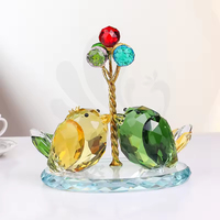 Produit phare : Artisanat en cristal de haute qualité, écologique, en forme de double oiseau, transparent et brillant, pour décoration intérieure moderne et souvenir