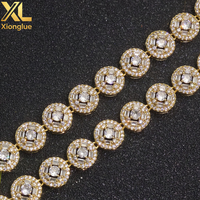 Juego de Brazaletes de Lujo con Eslabones Cubanos, Chapados en Oro de 18K, Aleación de Cobre, Engaste de Garra, Unisex, Joyería Hip Hop Bling para Aniversario y Cumpleaños