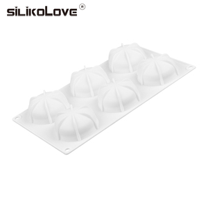 MUYULINS Factory 6-Cavity Hemispherical Maker LFGB Platinum Non-Stick BPA-Free <b>Silicone</b> Mousse Cake Mold - Product Image 3