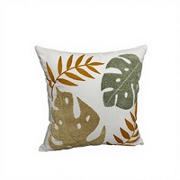 Housse de coussin décorative douce brodée feuille de palmier Monstera style nordique pour canapé
