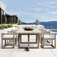 Vente directe d'usine, table et chaises de salle à manger en teck imperméables avec 8 fauteuils pour jardin, terrasse, balcon, cuisines extérieures