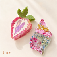 Ume OEM Bestseller Maßgefertigte Umweltfreundliche Acetat-Haarklammer in Erdbeerkuchenform Großhandel Damen Mädchen Haaraccessoires CE RoHS