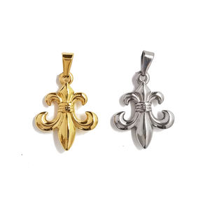 <span class=keywords><strong>Lirio</strong></span> francés colgante <span class=keywords><strong>flor</strong></span> <span class=keywords><strong>de</strong></span> <span class=keywords><strong>lis</strong></span> collar capas collar 2023 gran oferta oro plata Color acero inoxidable - Product Image 2