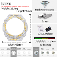 Boîtier de montre AK Gun Watch Bezel VVS Moissanite 2 tons, compatible testeur de diamant, pour GA2100, style Buss Down Bling, pièces de montre DIY, vente en gros usine