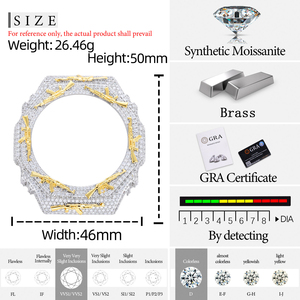 Boîtier de montre AK Gun Watch Bezel VVS Moissanite 2 tons, compatible testeur de diamant, pour GA2100, style Buss Down Bling, pièces de montre DIY, vente en gros usine - Product Image 6