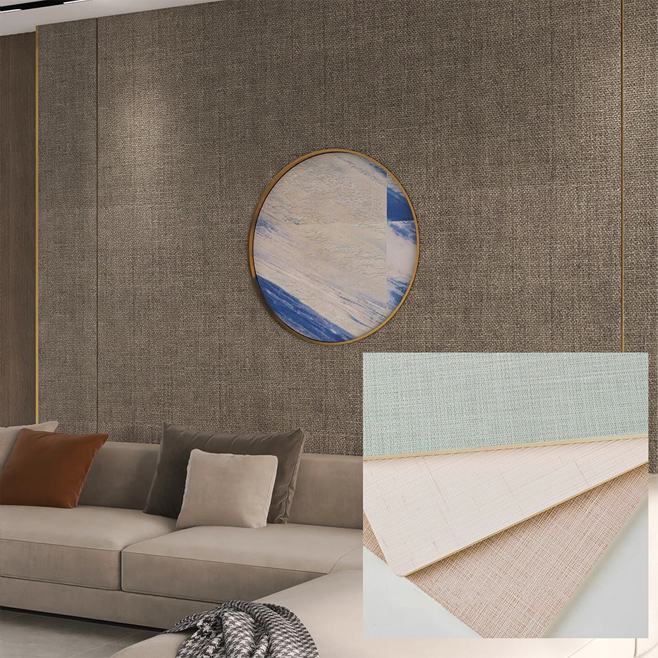 Bamboo Charcoal Fiber Wall Panels With Fabric Texture PVC Waterproof Modern Design For Villa And Apartment Use