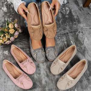 Mocassins plats roses à bout pointu pour femmes, chaussures décontractées style ballerine à semelle légère, confortables et faciles à enfiler - Product Image 6
